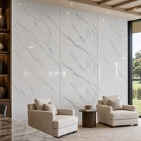 Panneau mural en PVC marbré avec revêtement UV, finition brillante, imperméable, impression de veines, plaque rigide plate pour salle de bain et chambre à coucher, garantie de 5 ans