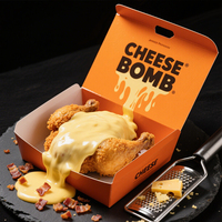 Contenedor de embalaje de alimentos para llevar en restaurante, caja de papel Kraft a prueba de aceite para hamburguesas, patatas fritas, comida rápida, caja de pollo frito
