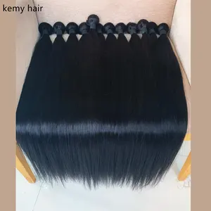KEMY HAIR Natural Wave Human Hair Bundles Set With Lace Closure Brazilian Bone Straight Virgin Remy Hair Weave Can Be Dye Bleach
