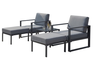Poltrona <span class=keywords><strong>da</strong></span> esterno in alluminio 3 pz moderno divano in metallo per <span class=keywords><strong>balcone</strong></span> set di conversazione con <span class=keywords><strong>tavolino</strong></span> (Grey) - Product Image 4