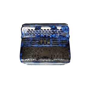 Acordeón SEASOUND de 34 Botones, 12 Bajos, 3 Registros, Cuerpo de Celuloide Azul, Rejilla Negra, Botones Negros, Acordeón Diatónico JB3412C - Product Image 2