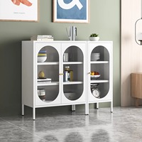 Meubles de Rangement de Cuisine Modernes en Métal, Buffet et Meuble de Rangement Latéral, Durables et Résistants à la Corrosion pour Salle à Manger, Chambre et Salon