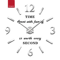 Horloge murale moderne 3D DIY à finition miroir, argentée, sans cadre, échelle simple, mouvement à quartz silencieux, décoration pour salon et chambre, 120 cm