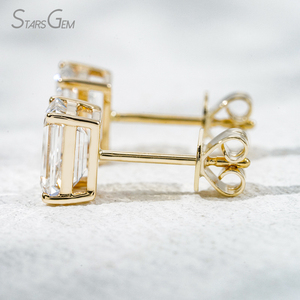 Boucles <span class=keywords><strong>d</strong></span>'oreilles en <span class=keywords><strong>diamant</strong></span> Starsgem 0,5 ct 1,0 ct HPHT CVD, fermoir à pression, coupe émeraude octogonale, bijoux en <span class=keywords><strong>or</strong></span> 10 carats, boucles <span class=keywords><strong>d</strong></span>'oreilles en <span class=keywords><strong>diamant</strong></span> de laboratoire - Product Image 3