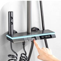 Ensemble de douche numérique à LED Lanxing avec touches de piano grises, robinets de salle de bain, robinet cascade eau chaude et froide