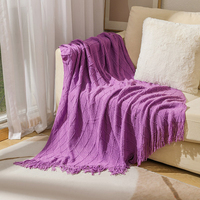 Plaids décoratifs en tricot 100% acrylique texturé uni avec franges pour la maison, les chaises, les canapés, les lits