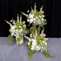 Boule florale artificielle en gros pour décoration de table de mariage, plante verte, boule de fleurs d'hortensia, centre de table décoratif