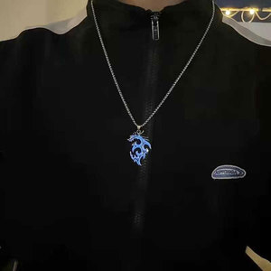 Vintage Punk <span class=keywords><strong>collana</strong></span> ciondolo drago luminoso incandescente <span class=keywords><strong>pietra</strong></span> <span class=keywords><strong>di</strong></span> <span class=keywords><strong>luna</strong></span> scura catena a maglie per gli uomini ragazzi spiaggia festa gioielli regalo all'ingrosso - Product Image 6