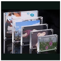 Présentoir transparent acrylique personnalisable, ensemble photo carte postale en cristal double face, cadre photo à forte attraction magnétique