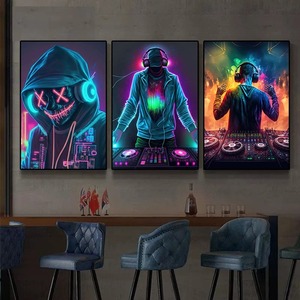 Moderno Bar Club camera decorazione per la casa Design al Neon musica Cool DJ cuffia Poster tela pittura stile <span class=keywords><strong>Art</strong></span> Deco arte astratta della parete - Product Image 1