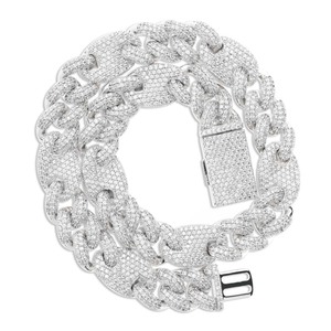 สร้อยคอทองแดงสไตล์ยุโรปอเมริกัน ฮิปฮอป ดีไซน์เก๋ ทันสมัย ขนาด 16 มม. ลายจมูกหมู แบบไมอามี่ล็อค คิวบันเชน ประดับเพชรซิร์คอนเต็มเส้นสามเส้น - Product Image 6