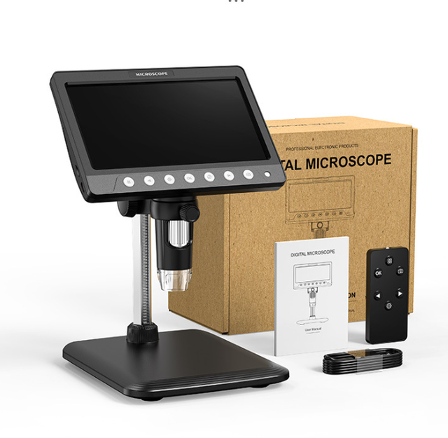 7inch IPS Screen 1200X Digital Microscope Desktop Repair Electronic Microscope with LED Light
