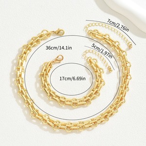2025 vente chaude nouvelle exquise à la mode de haute qualité chaîne épaisse conception collier et Bracelet Combo ensemble de bijoux en or - Product Image 5