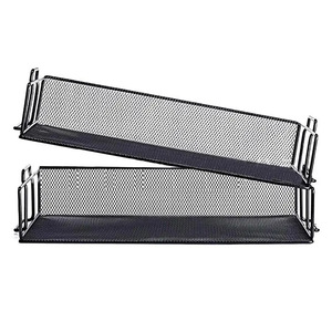 3 Tier Metal <b>File</b> Rack Document <b>Trays</b> Stackable Office Storage 37.5x24.5x20cm Black Mesh Organizer - Product Image 4