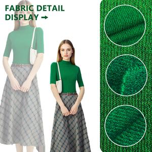 Tela de punto tipo suéter de poliéster y spandex 30S, 168 cm de ancho, 210 g/m², verde sólido, para camisetas, camisetas interiores y prendas de vestir. - Product Image 6