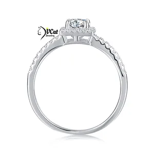 New Engagement 0.5Carat 5mm Moissanite Rings S925 Sterling Silver Lady Moissanite Ring For Women Girls Wedding
