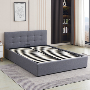 Lit king size multifonction de luxe, design moderne, cadre en bois, grand lit rembourré, mobilier d'hôtel, chambre à coucher - Product Image 3