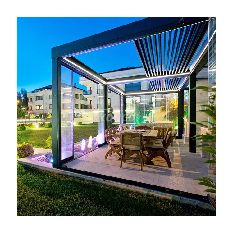 Pergola de alumínio led à prova d'água, alta qualidade, 12x16 6x3 4x6 fohu, jardim, bioclimático