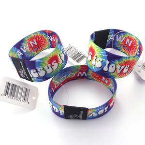 Impreso personalizado de escritura tejido de estiramiento de la banda de muñeca de tela elástica pulsera RFID para Festival de evento de concierto - Product Image 1