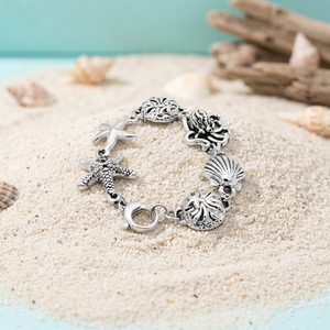 Brazalete de Plata 925 con Cadena y Dijes de Vida Marina - Product Image 3