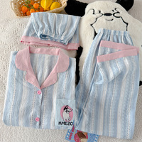 Pyjama pour femmes, nouveau style d'été, imprimé mignon de chien, vêtements de détente à manches courtes, ensemble trois pièces, effet coton nuage
