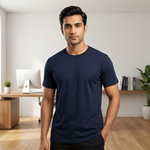 T-shirt unisexe en coton pour homme, manches courtes, col rond, basique, couleur unie, poids lourd, coupe ample, 100% coton, vierge - Product Image 1