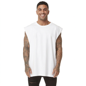 Débardeur pour homme en polyester-coton respirant, impression personnalisée, col rond, bras tombants, surdimensionné, pour entraînement décontracté, vente en gros - Product Image 1