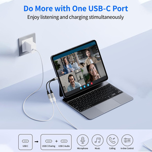 <span class=keywords><strong>2</strong></span> trong 1 kép <span class=keywords><strong>USB</strong></span> C Splitter Loại C âm thanh <span class=keywords><strong>Adapter</strong></span> dây Loại C âm thanh Dongle cáp với sạc nhanh - Product Image 4