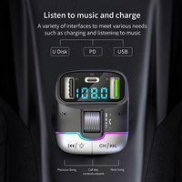 Transmisor FM Inalámbrico BT, Receptor de Radio con Decodificador MP3, Cargador de Coche USB y Encendedor, Portátil y Manos Libres