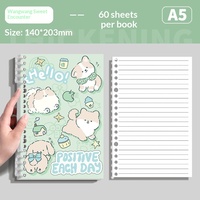 Carnet d'étudiant mignon et adorable à motif de dessin animé, classeur à feuilles mobiles de haute qualité, carnet à grille détachable - Cadeau idéal