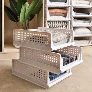 Low-Cost Wholesale Clothes Storage Basket Can Be Stacked Drawer Type Storage Basket Wardrobe Multi-Layer Partition Storage