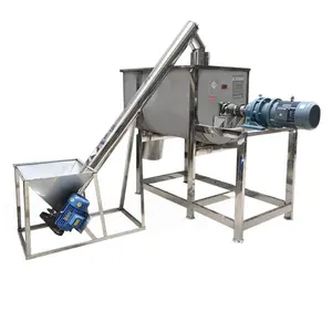 Horizontal Double Helical Paste Blender Ribbon Heater Dry Powder Mixer For Fertilizer 100 500 1000 2000 Kg