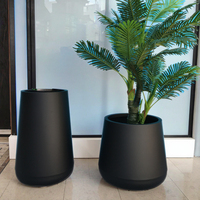 Pot bunga dalam ruangan besar, Pot taman Modern Stainless Steel kontemporer untuk lantai rumah