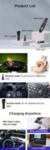 Aspirateurs portables miniatures pour voiture 50W, sans fil, sans cordon - Product Image 6