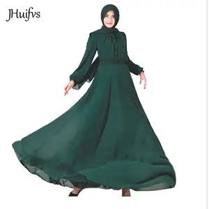High Quality Solid Chiffon Kaftan Abaya Dubai Turkey Muslim Hijab Dress Female Abayas Caftan Islamic Clothing Tunic Long Robe