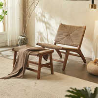 Fauteuil simple de style Wabi-sabi, fauteuil de loisirs en bois massif tressé, fauteuil inclinable pour salon, fauteuil rétro