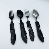 Bestseller Nouveau Couteau Fourchette Cuillère Pliant Multifonctionnel d'Extérieur Outil Portable pour Camping Randonnée en Matériau PP