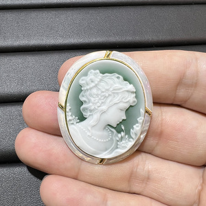 Bijoux de mode, agate naturelle sculptée, camée, broche, coquille, plaqué <span class=keywords><strong>or</strong></span>, argent sterling 925, <span class=keywords><strong>pendentif</strong></span> en pierre de gravure pour dames - Product Image 5