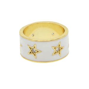 Moda eternidad promesa anillo oro lleno blanco esmalte estrella CZ compromiso boda banda anillos mujeres hombres dedo fiesta joyería - Product Image 2