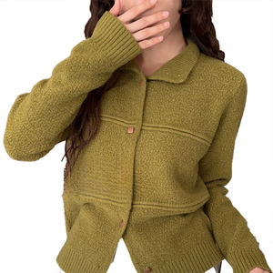 Cardigan en tricot élégant à col montant et revers convertible pour femme, style socialite, polyvalent, pull-veste, plusieurs couleurs au choix - Product Image 6