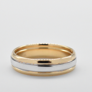 Maiyiジェムカスタムメンズリングゴールド18KゴールドAu750ホワイト/イエローゴールドツートンウェディングリング男性用 - Product Image 3