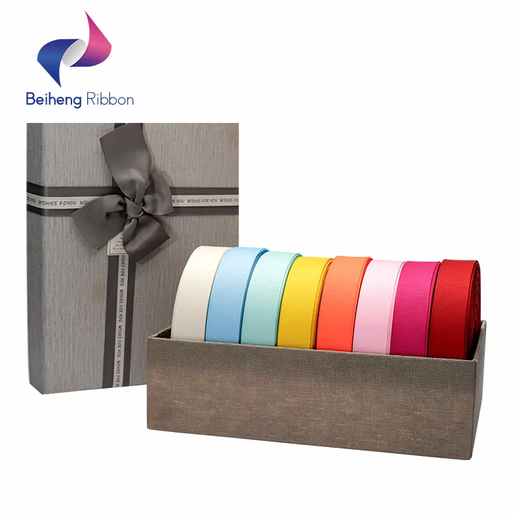 Rainbow Color Fabric Cintas Grosgrain Ribbon Logo for Wedding Party Gift Wrapping Packing Floral