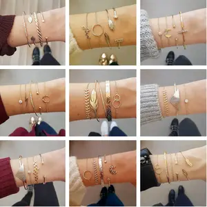 Ensemble de bracelets en or 18k pour femmes, offre mixte, cadeau NS8039678