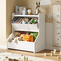 Armoire de rangement pour jouets d'enfants en bois blanc moderne avec étagère à livres, étagère ouverte à plusieurs niveaux pour salle de jeux, mobilier de chambre d'enfant