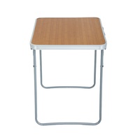 Table de camping pliable portable avec plateau en MDF imitation bois et structure en aluminium, légère, pour pique-nique, barbecue et usage domestique