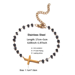 Crystal Cross <strong>Bracelets</strong> For Women Fashion Gold Plated Stainless Steel Cross <strong>Bracelet</strong> Vintage Religion <strong>Aesthetic</strong> Jewelry Gift - Product Image 2