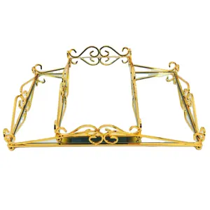 Square Metal Golden Arabic Home Decor Wedding Jewelry Display Tray Party Serving Tray