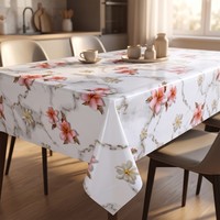 Nappe Imprimée en PVC Imperméable Dorée, Facile à Nettoyer, en Vinyle Transparent, Housse de Table pour la Maison, la Cuisine et les Restaurants