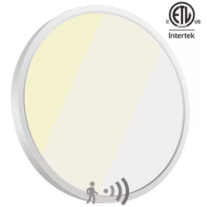 Ultra Delgado 12 pulgadas 24W <span class=keywords><strong>LED</strong></span> redondo IP44 clasificado PC cuerpo <span class=keywords><strong>Sensor</strong></span> de movimiento <span class=keywords><strong>Panel</strong></span> de Techo Luz 3CCT montado en superficie <span class=keywords><strong>Panel</strong></span> de luz - Product Image 2