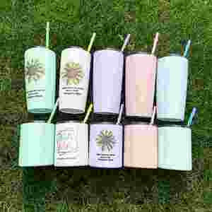 แก้วมัคเคลือบด้านสีมาการอง สองชั้น สแตนเลส ขนาด 20 ออนซ์ 10 ออนซ์ สำหรับพิมพ์ลายแบบซับลิเมชั่น แก้วกาแฟแบบพกพาพร้อมหูจับ ฝาปิด และหลอด - Product Image 5